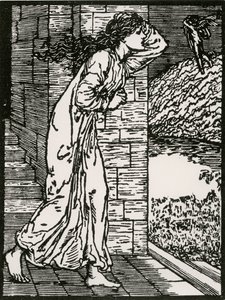 Psyche wybiega z Pałacu autorstwa Edward Coley (after) Burne Jones
