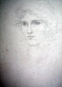 Studium głowy - Bessie Keane, ok. 1898 (ołówek na papierze) autorstwa Edward Coley Burne Jones
