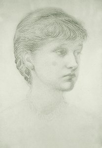 Portret Madeleine Wyndham (zielona kreda na papierze) autorstwa Edward Coley Burne Jones