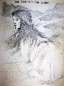 Sfinks pustyni (ołówek na papierze) autorstwa Edward Coley Burne Jones