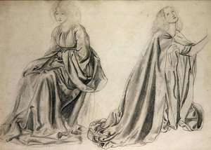 Studia dla „Graczy backgammona” (ołówek na papierze) autorstwa Edward Coley Burne Jones