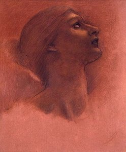 Studium Głowy „Nadziei”, ok. 1870 (kreda) autorstwa Edward Coley Burne Jones