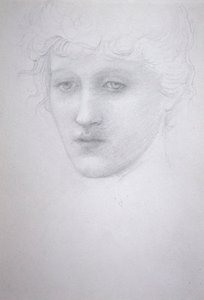 Studium głowy dziewczynki - Bessie Keane, ok. 1896 (ołówek na papierze) autorstwa Edward Coley Burne Jones
