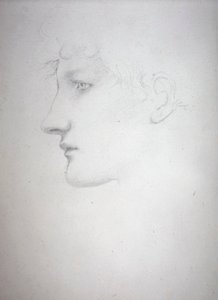 Studium głowy - Bessie Keane, c.1893 (ołówek na papierze) autorstwa Edward Coley Burne Jones