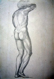 Studium aktu stojącego, ok. 1873 (ołówek na papierze) autorstwa Edward Coley Burne Jones