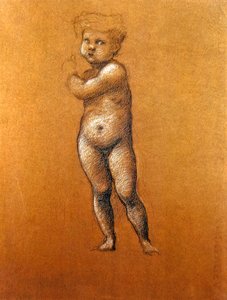 Studium postaci niemowlęcia "Kain" lub "Abel" dla mozaiki w Kościele Amerykańskim w Rzymie autorstwa Edward Coley Burne Jones