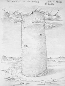 Cuda świata - Wieża Babel (ołówek na papierze)