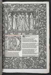 „Prace Geoffreya Chaucera są teraz nadrukowane na nowo z obrazami zaprojektowanymi przez Sir Edwarda Burne-Jonesa” autorstwa Edward Coley Burne Jones