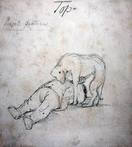 William Morris bawiący się z psem, ok. 1890 (ołówek na papierze)
