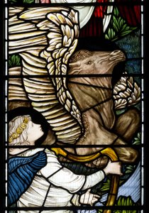 Detal anioła i byka, Rzeki raju, 1875 autorstwa Edward Burne Jones