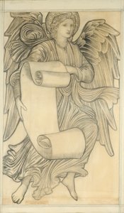 Anioł ze zwojem - figura siódma, 1880 (kreda na papierze) autorstwa Edward Burne Jones