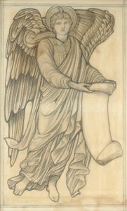Anioł ze zwojem - figurka numer sześć, 1880 (kreda na papierze) autorstwa Edward Burne Jones