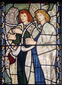Anioły grające na harfie, 1866 (witraż) autorstwa Edward Burne Jones
