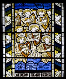 Cambridge, All Saints, Morris Marshall & Faulkner & Co, Edward Burne-Jones, Gloria In Excelsis, 1866 autorstwa Edward Burne Jones
