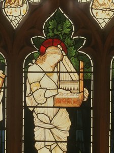 Detal św. Cecylii autorstwa Edward Burne Jones