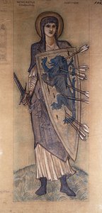 Męstwo: projekt witraża w kościele św. Cuthberta w Newcastle, ok. 1896 autorstwa Edward Burne Jones