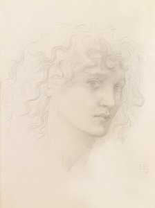 Głowa May Morris (ołówek) autorstwa Edward Burne Jones