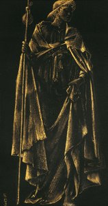 Anioł usługujący (złota farba na papierze) autorstwa Edward Burne Jones