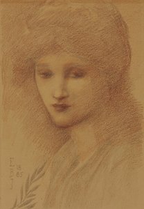 Portret Laury Lyttelton, z domu Tennant, ze spuszczonymi oczami, 1885