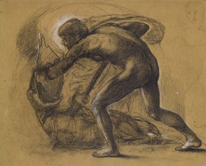 Św Jerzy i smok (ołówek na papierze) autorstwa Edward Burne Jones
