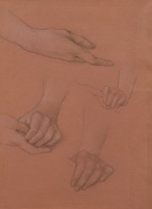 Studia rąk do portretu Mary Gaskell (czarno-biała kreda na papierze) autorstwa Edward Burne Jones