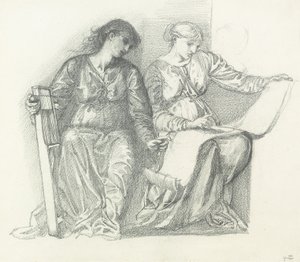 Studium „Muzyka”, ok.1865 autorstwa Edward Burne Jones