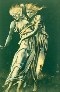 Studium tańczących postaci obejmujących: projekt na metal autorstwa Edward Burne Jones