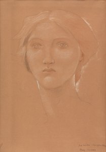 Studium głowy Margaret Burne-Jones do „Króla Cophetua i żebraczki” (kreda na papierze) autorstwa Edward Coley Burne Jones