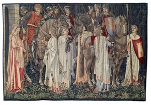 Uzbrojenie i odejście rycerzy, gobelin zaprojektowany przez artystę i utkany przez Morris & Co., 1895-96 autorstwa Edward Burne Jones
