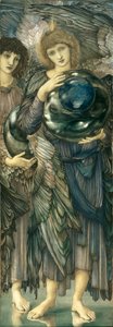 Dni stworzenia: drugi dzień, 1870-76 (wc, gwasz, muszelkowe złoto i platynowa farba na pokrytym płótnem panelu) autorstwa Edward Burne Jones
