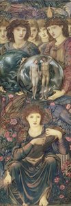 Dni stworzenia: szósty dzień, 1870-76 (toaleta, gwasz, farba w kolorze złota muszlowego i platyny na panelu pokrytym płótnem) autorstwa Edward Burne Jones