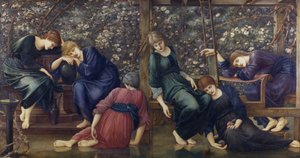 Dziedziniec ogrodowy, z serii Briar Rose, ok. 1894 (olej na płótnie) autorstwa Edward Burne Jones