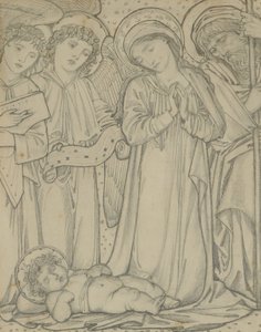 Święta Rodzina, ok.1874 (kreda na papierze) autorstwa Edward Burne Jones