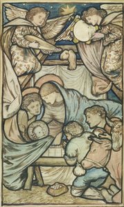Narodzenia (sepia i kolorowa kreda na papierze) autorstwa Edward Burne Jones