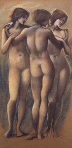 Trzy Gracje, ok.1885 (kreda na papierze) autorstwa Edward Burne Jones