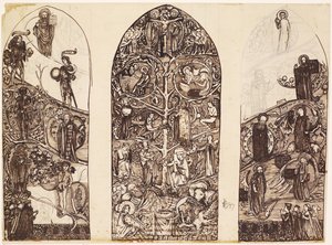 Drzewo Jessego, projekt do witrażu w Waltham Abbey, wyprodukowany przez Powell & Co., 1860 autorstwa Edward Burne Jones