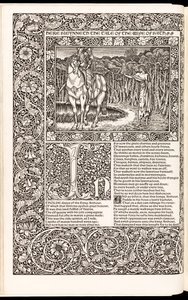 „The Works of Geoffrey Chaucer Now Newly Imprinted” autorstwa Geoffreya Chaucera, opublikowane przez Kelmscott Press w 1896 r. (drzewryt) autorstwa Edward Burne Jones