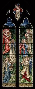 Wilden, All Saints, Morris & Co., Edward Burne-Jones, John Henry Dearle (1859-1932), Angels Of Paradise, Angel Musicians, 1902-1914, Louisa, Alfred, The Baldwins, premier, metodysta, Worcesters autorstwa Edward Coley and Dearle Burne-Jones