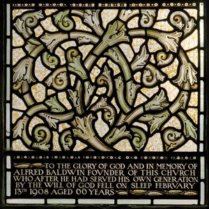Wilden, All Saints, Morris & Co., Edward Burne-Jones, John Henry Dearle (1859-1932), Dedykacja dla Alfreda Baldwina z okna The Joshua, 1902-1914, Louisa, The Baldwins, Premier, Metodysta, Wo autorstwa Edward Coley and Dearle Burne-Jones