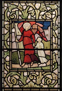 Wilden, All Saints, Morris & Co., Edward Burne-Jones, John Henry Dearle (1859-1932), Dziecko z Aniołem Stróżem, 1902-1914, Louisa, Alfred, The Baldwins, Premier, Metodysta, Worcestershire,