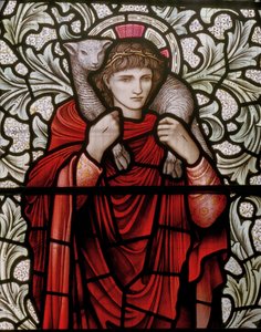 Wilden, All Saints, Morris & Co., Edward Burne-Jones, John Henry Dearle (1859-1932), Dobry Pasterz, szczegół, 1904, Louisa, Alfred, The Baldwins, Premier, Metodysta, Worcestershire, Arts & Cr