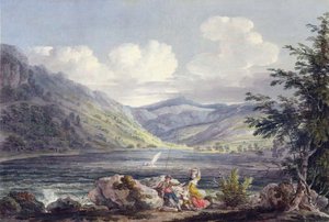 Haweswater, Westmoreland, ok. 1795 (wc nad grafitem na papierze tkanym) autorstwa Edward Dayes