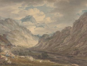Honister Pass z Gatesgarth Farm, Gatesgarthdale, Lake District, 1789-1804. autorstwa Edward Dayes