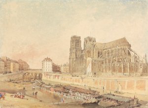 Notre Dame w Paryżu z lewego brzegu autorstwa Edward Duncan