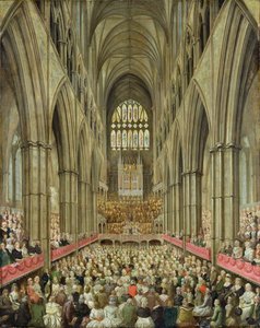 Widok wnętrza opactwa Westminster w obchodach stulecia Haendla, zaczerpnięty ze skrzynki zarządcy, ok. 1793