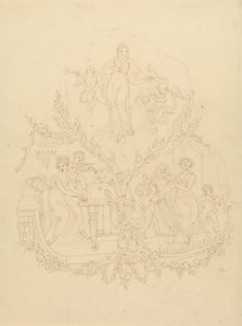 Kobiece postacie i putti grające na instrumentach muzycznych autorstwa Edward Francis Burney