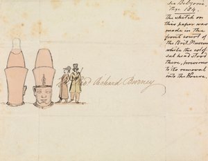 Carta ao Rev. Richard Burney com desenho da Cabeça Colossal do British Museum Courtyardpolish autorstwa Edward Francis Burney