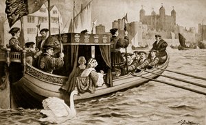 Catherine Howard zostaje przeniesiona do wieży, ilustracja z "Hutchinson