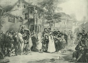 Chaucer i pielgrzymi z Canterbury (grawiura) autorstwa Edward Henry Corbould
