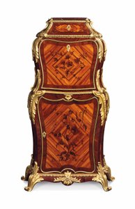 Petit sekretarz a abattant, ok. 1860 (ormolu z kingwood, tulipanowcem i intarsją amarantową) autorstwa Edward Holmes Baldock